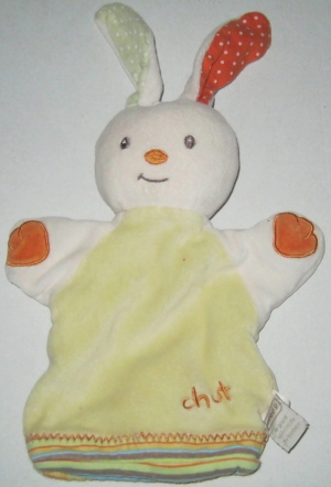 Marionnette lapin jaune vert et orange Chut Bébé9