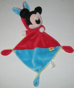 Doudou Mickey rouge et bleu capuche oreilles de lapin Disney Baby, Nicotoy, Kiabi - Kitchoun