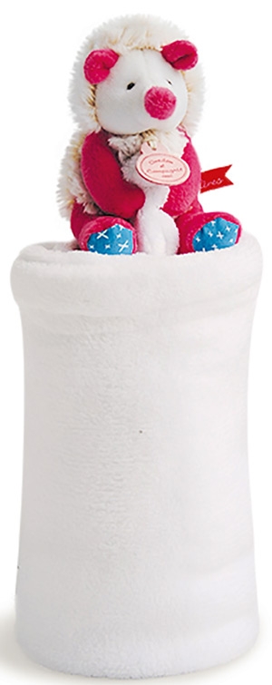 Plaid hérisson rose blanc et marron DC3054 Doudou et compagnie