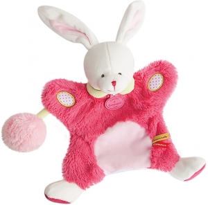 Marionnette lapin rose et blanc Lovely Fraise DC3050 Doudou et compagnie