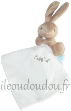 Doudou lapin marron clair avec mouchoir BN3521 Baby Nat