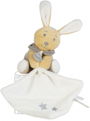 Lapin gris Perlim peluche tenant un mouchoir BN094 Baby Nat