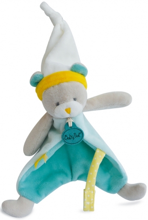 Doudou ours bleu vert Les Touptis BN0207 Baby Nat