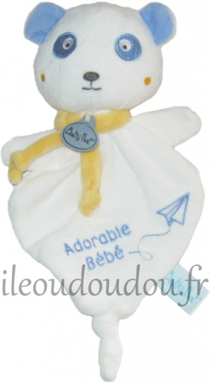 Doudou ours panda blanc bleu Adorable bébé BN0152 Baby Nat