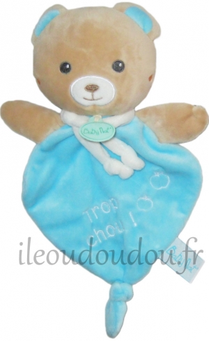 Doudou ours bleu Trop chou BN0152 Baby Nat