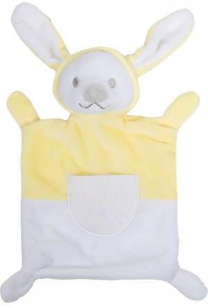Doudou lapin jaune et blanc Grain de blé