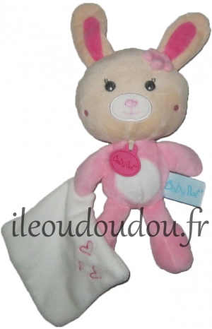 Peluche lapin rose tenant un mouchoir BN0153 Baby Nat