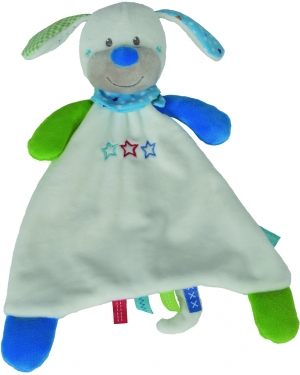 Doudou chien blanc vert bleu étoiles Nicotoy, Simba Toys (Dickie), Lief Lifestyle