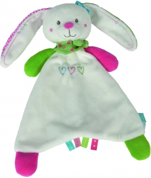 Doudou lapin blanc vert rose coeurs Nicotoy, Simba Toys (Dickie), Lief Lifestyle