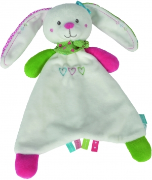 Doudou lapin Lief Lifestyle blanc vert rose coeurs Nicotoy, Simba Toys (Dickie), Lief Lifestyle
