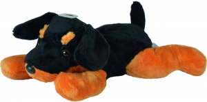 Peluche chien noir et marron Dobermann ou Rottweiler couché Nicotoy, Simba Toys (Dickie)