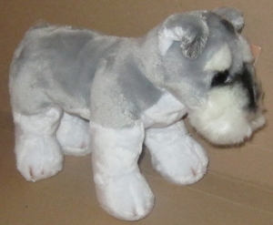 Chien en peluche Fox Terrier gris et blanc sos