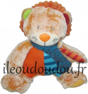 Peluche lion orange et bleu écharpe  Nicotoy, Simba Toys (Dickie)