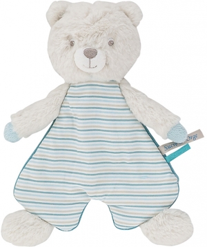 Doudou ours plat blanc et bleu Sucre d'Orge
