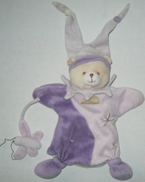 Doudou ours violet marionnette papillon DC1323 Doudou et compagnie