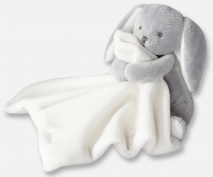 Lapin gris tenant un mouchoir blanc Jacadi