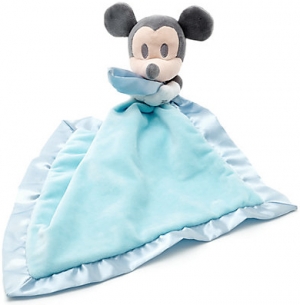 Doudou Mickey bleu tenant une couverture Disney Baby