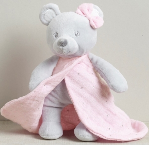 Doudou ours gris robe rose  Cyrillus