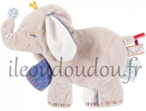 Doudou Bao éléphant beige et bleu Noukie's