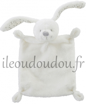 Doudou lapin blanc plat étoiles argentées Vertbaudet, Simba Toys (Dickie)
