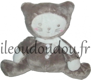 Chat peluche marron et blanc Tex Baby