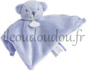 Doudou ours bleu et blanc carré DC3161 Doudou et compagnie