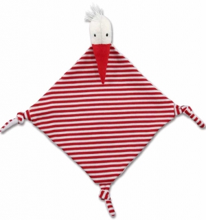 Doudou oiseau blanc rayé de rouge Fürnis