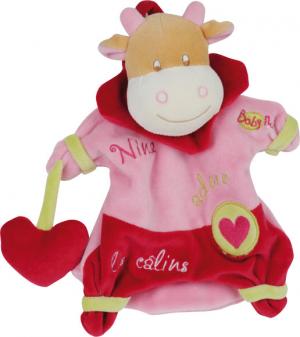 Marionnette vache rose et rouge avec un coeur, Nina adore les câlins - BN299 Baby Nat