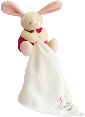 Doudou lapin rose avec mouchoir 4, 5, 6 cueillir des cerises BN0166 Baby Nat