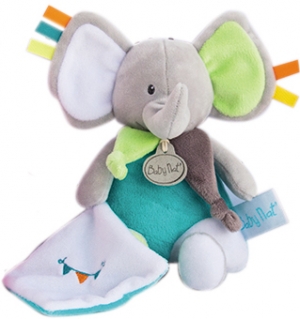 Peluche éléphant bleu et gris avec doudou Les Copains BN0233 Baby Nat