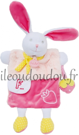 Doudou lapin marionnette rose Poupi fraise BN0282 Baby Nat