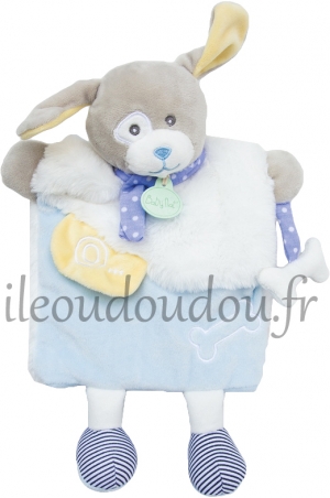 Doudou chien marionnette bleu Poupi os BN0282 Baby Nat