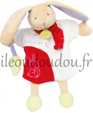 Lapin doudou marionnette rouge et blanc BN0284 Baby Nat