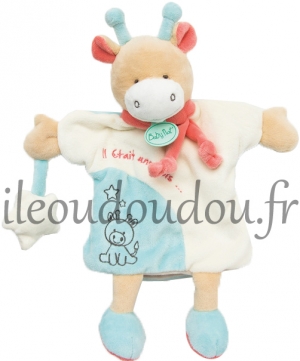 Girafe doudou marionnette bleu et blanc BN0284 Baby Nat
