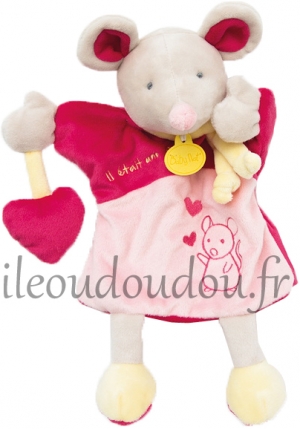 Souris doudou marionnette rose BN0284 Baby Nat