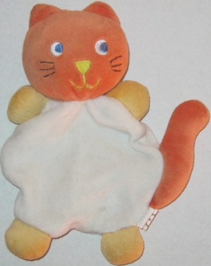Doudou chat orange, jaune et blanc Sucre d'Orge