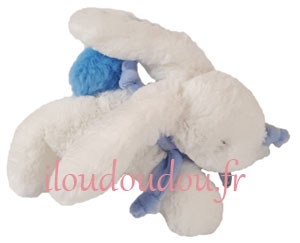 Peluche lapin blanc et bleu Coucou Doudou DC2821 Doudou et compagnie