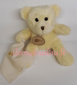 Peluche ours jaune avec mouchoir Baby Nat