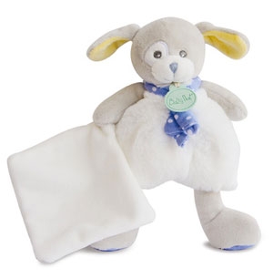 Peluche chien bleu et blanc Poupi avec doudou BN0193 Baby Nat