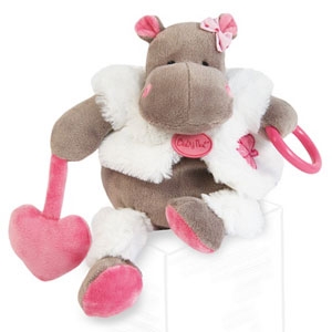 Peluche d'activités hippopotame rose et blanc Zoé - BN083 Baby Nat