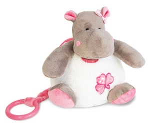 Peluche musicale hippopotame rose et blanc Zoé - BN084 Baby Nat