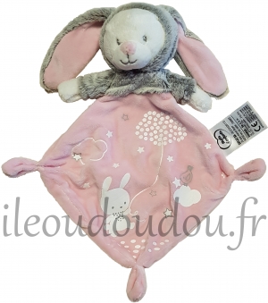 Doudou ours déguisé en lapin rose gris blanc Mots d'enfant - Leclerc