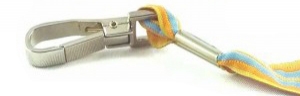 Attache doudou à mousqueton jaune et bleu sos