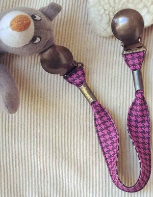 Attache-doudou pied de poule et rayures Polkadot
