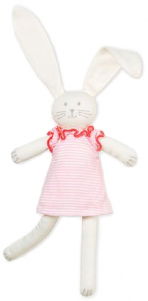 Doudou lapin blanc en robe rose Petit Bateau