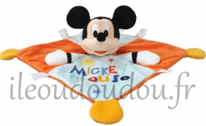 Doudou Mickey mouse orange et bleu Disney Baby, Nicotoy, Simba Toys (Dickie)
