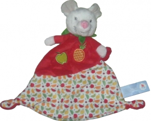 Doudou souris rouge triangle ananas pomme Nicotoy, Simba Toys (Dickie)