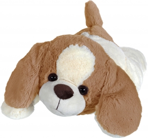 Peluche chien couché marron et crème Gipsy
