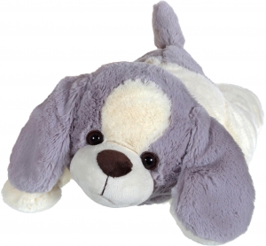 Peluche chien couché gris et crème Gipsy