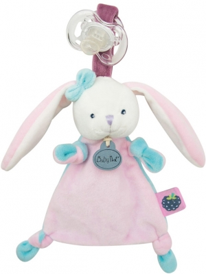 Doudou lapin rose Berry attache sucette BN0240 Baby Nat
